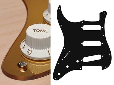 Boston SL-213-MG pickguard, Stallion, standard, SSS, 3 pot holes, 3-5 switch, lefthanded, 2 ply, mirror gold