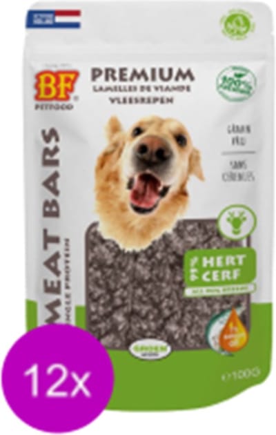 12x Biofood Meat Bars Hert - 100% Mono Proteïne - Hondensnack - 100g