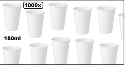1000x Beker next generation 180ml wit - limonada koffie thee soep fris drank thema feest festival chocomel yogi party