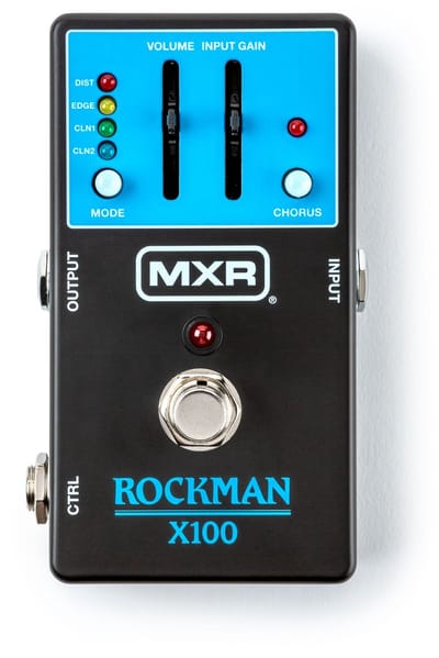 MXR MX100 Rockman X100 - Analoge Tone Processor - 4 Presets - Ingebouwde Compressie - Bucket-Brigade Chorus - Buffered Bypass - 9V - Gitaar - Zwart/Blauw