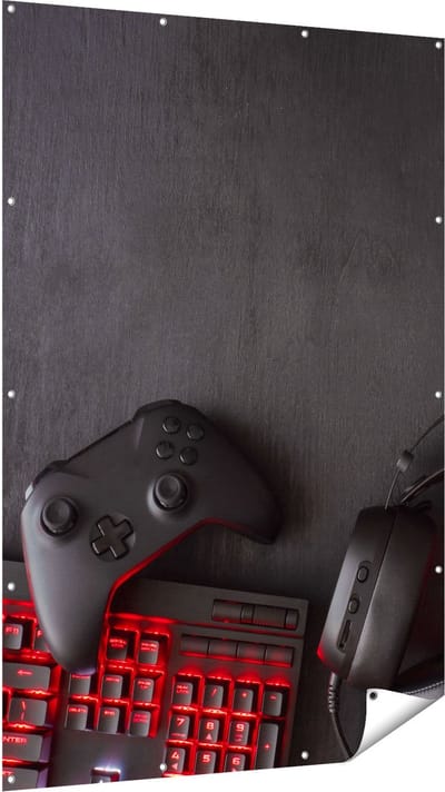 Gards Tuinposter Gaming Spullen - Accessoires - Controller - 120x180 cm - Tuindoek - Tuindecoratie - Wanddecoratie buiten - Tuinschilderij