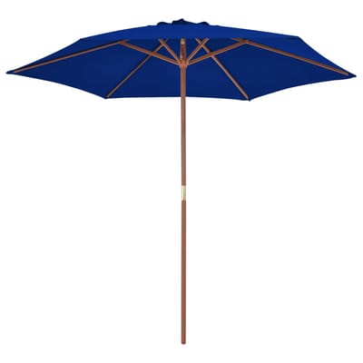 vidaXL - Parasol - met - houten - paal - 270 - cm - blauw