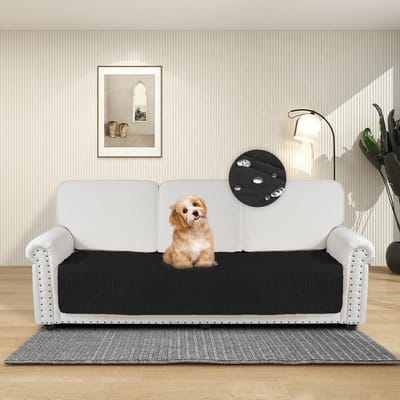 Waterdichte sofabescherming voor honden, 100% waterdichte hondendeken, sofabescherming, beddegoed met antislipdeeltjes, meubelbescherming voor honden, katten en huisdieren (Zwart, 76-180cm)