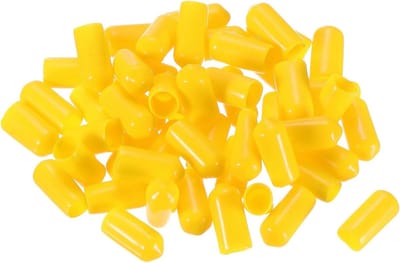 50 stuks rubberen eindkappen 7 mm ID voor vinyl en PVC bescherming van schroefdraad en bouten in geel