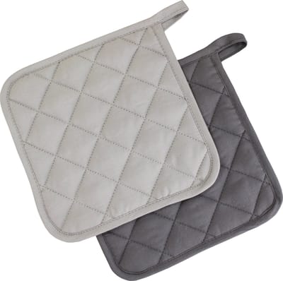 10-delig SET - Pannenlappen 20x20cm - handige ophanglus - 6x antraciet - 4x grijs