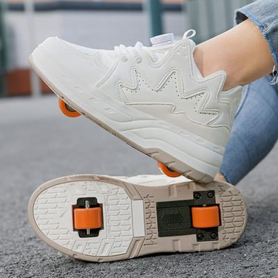 Kinderschoenen met wieltjes, rolschaatsen, meisjesschoenen, schoenen met dubbele wielen, studenten, onzichtbare schaatsen, schoenen met wielen 42