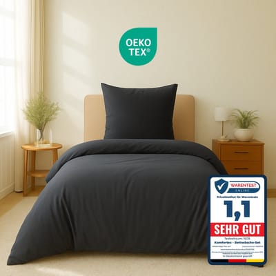 Komfortec Premium Dekbedovertrek 155x220 cm + 1x Kussensloop 80x80 cm - Geborsteld 100% Polyester Microvezel 90 g/m² - 3-Delige Superzachte Beddengoedset - Antracietgrijs