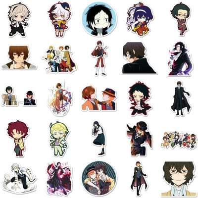 1050 Stuks Anime Bungo Stray Dogs Stickers Cartoon Cool Doodle Decoratief Notitieboek Waterbeker Potlooddoos Gitaar Sticker Kinderspeelgoed black
