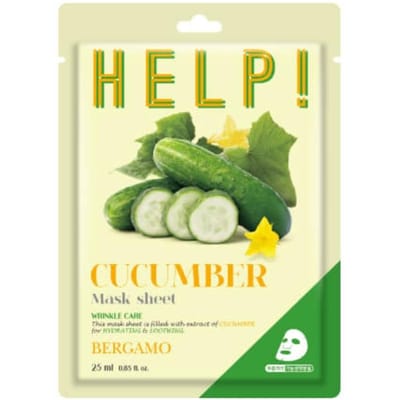 BERGAMO Help! Cucumber Mask Sheet 25 ml - Wygładzająca maska w płachcie z ekstraktem z ogórka BERGAMO HELP!
