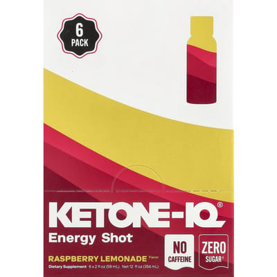 Ketone-IQ Energy Shot - Raspberry Lemonade 6-Pack – Ketonen Drink voor Focus & Energie – Zonder Suiker – 6 x 59 ml
