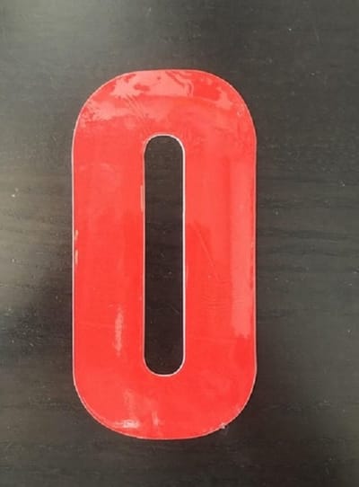 Reflecterend Cijfersticker: 0 ROOD 16,5cm  - Brievenbussticker, Plaknummer, Huisnummersticker, Kliko sticker, Containersticker