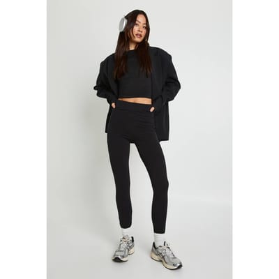 boohoo Dames Legging met hoge taille in lange uitvoering | Zwart | Maat: 36