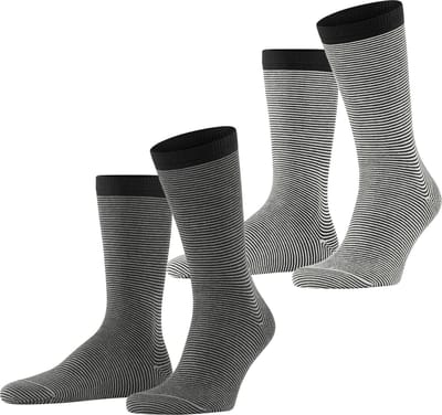 Esprit Allover Stripe 2-Pack gedessineerd katoen multipack sokken heren veelkleurig - maat 39-42