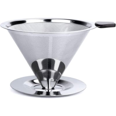 Pour Over Koffiedruppelaar Roestvrijstalen Koffiefilter Verwijderbare Druppelaar met Standaard Herbruikbare Kegel