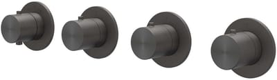 IVY Concord Afbouwdeel Inbouwthermostaat met 3 Stopkranen Symmetry met Ronde Rozetten - RVS 316 Geborsteld Carbon Black PVD