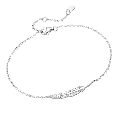 EAR IT UP - Armband - Veer - Gerhodineerd 925 sterling zilver - Zirkonia - Pavézetting - 16,5 tot 20 cm - 1 stuk