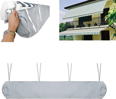 VHV-Beschermhoes zonnescherm - Zonneschermhoes - Afdekhoes - Waterdicht - UV-bestendig - Weerbestendig - Voor knikarmscherm - Voor tuin en terras - Universeel - Grijs - 400cm