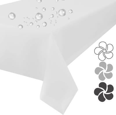 Tafelkleed wit, afwasbaar, lotuseffect, strijkvrij, tafelzeil, tafeldecoratie (wit, 140 x 400 cm)