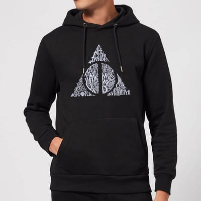 Harry Potter Deathly Hallows Text hoodie - Zwart - S