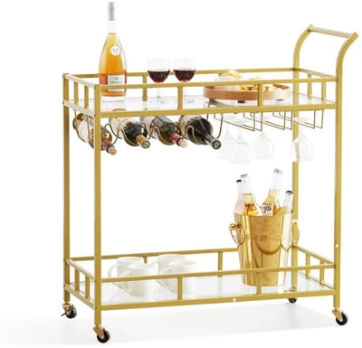 Bovista Bar Cart - Serveerwagen - Serveerkar - Keukentrolley - Drank Trolley - Keuken - Bijzettafel - Restaurant - 2 Laags