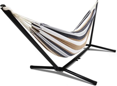 Hangmat met standaard - Lounge bed - Ontspannen in tuin - Stabiele stalen constructie - 268x110x100 cm
