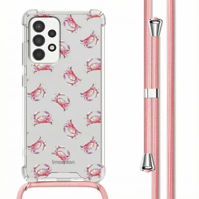 imoshion Hoesje - Geschikt voor Samsung Galaxy A52 (4G) / A52s / A52 (5G) - Design Hoesje met Koord - Crab Watercolor
