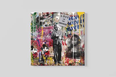 Vierkant Canvas Schilderij – Banksy Art – Einstein – Moderne Wanddecoratie – 100x100x2 cm