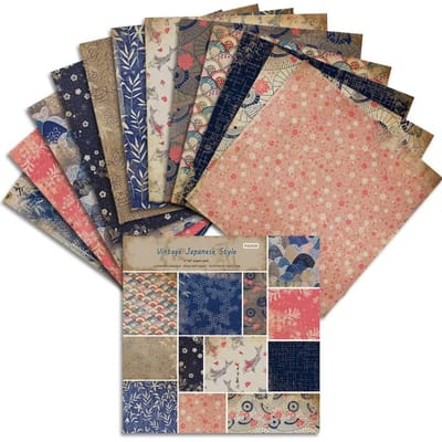 24 Vellen Vintage Japanse Stijl Knutselpapierblokken Snijmallen Kunst Achtergrond Origami Scrapbooking Kaart Maken Decor beige