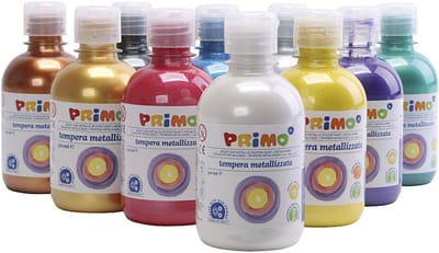 Tempera Verf Metallic , diverse kleuren, 10x300 ml/ 1 doos