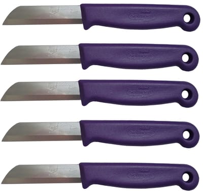 Solingen Schilmesje – RVS Glad – 16 cm met Blade Cover – Paars – 5 Stuks