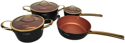 Rosenberg Luxe Pannenset - 7 delig - Zwart - Inductie - Met glazen deksels RB-7F1B1