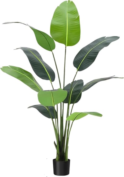 Kunstmatige Paradijsvogel Boom - Voor Binnen, Buiten & Kantoor - Tropische Faux Bananenblad Plant - 2 Stuks - Maat: 3XL