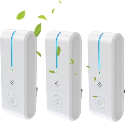 Pure Air - 3-delige mini luchtreiniger met stekker, ionisator, energiebesparend, stil, geschikt voor thuis, badkamer, woonkamer, slaapkamer, hotel, dierenkamer, toilet (wit)