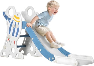 Thuys - Glijbaan Blauw 157cm - Raketdesign met Veilige Handgrepen - voor Binnen en Buiten - voor Peuters van 1,5 tot 3 Jaar