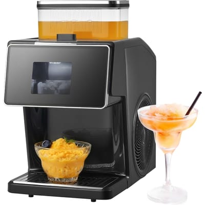 Sneeuwvlokkenijs Machine, 20KG/24H Sneeuwvlokkenijs Maker, IJsschaaf Machine met Roestvrijstalen Mes, Elektrische Sneeuwbollen Maker met 0.8L Reservoir, 60S Snel