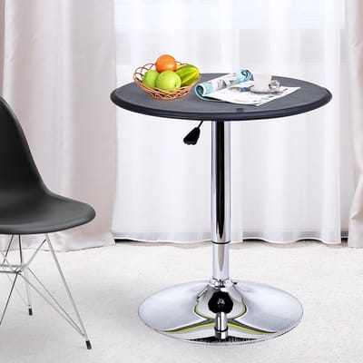 Pugsdrly Bartafel - in hoogte verstelbaar - kunstlederen bekleding - vintage-design - zwart + zilver