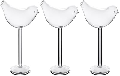 Dailygoods - Homoyoyo 3-delig vogelglas, cocktailglazen van transparant voedselveilig glas, uniek design, elegant drinkglas voor wijn, champagne en creatieve dranken