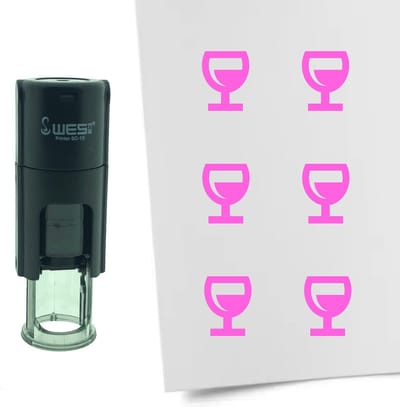 CombiCraft Stempel Glas Wijn 10mm rond - roze inkt
