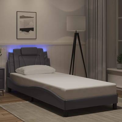 vidaXL - Bedframe - "Viana" - met - LED - zonder - matras - grijs - 90x190 - cm