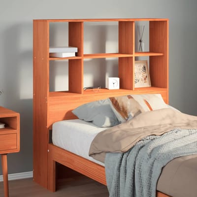 vidaXL - Hoofdbord - met - opbergruimte - 100 - cm - massief - grenenhout - wasbruin