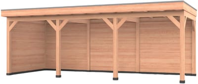 Douglas overkapping, 750 x 300, met achterwand en zijwand, Westwood Comfort Premium