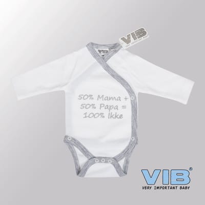 VIB® - Rompertje (overslag) Luxe Katoen - 50% papa en 50% mama = 100% ikke (Wit) - Babykleertjes - romper - rompertjes - rompertjes met tekst - baby cadeau - baby aankondiging - overslagromper