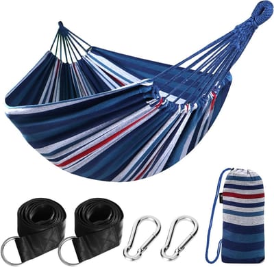 Comfortabele Katoenen Hangmat voor Buiten 210 x 150 cm, Draagvermogen tot 200 kg, Inclusief Opbergtas voor Tuin en Terras - Lichtgroen
