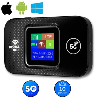 Mifi Router - Draadloos WiFi - 4G/5G - 10 apparaten - 2500mAh - WiFi Dongle - Wifi Buddy - USB - Wifi in de Auto - 250Mbps