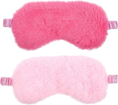 Slaapmasker Duo - Oogmasker - Ontspannen Slapen - Pluche Comfort - 2 Stuks - Roze