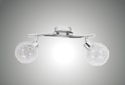 Trango 2-vlam 1002-28 LED plafondlamp chroomlook serie *AMELIA* incl. 2x G9 LED lamp 3.000K warm wit lichtkleur badkamerlamp, gangverlichting, keukenlamp, LED plafondlamp, kroonluchter