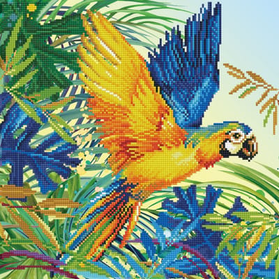 Diamond Painting Volwassenen - Ronde Steentjes - Volledig Pakket - Hobby - Diamond Dotz® - DD9.050 - Dieren - Tropische papegaai 41 x 41cm