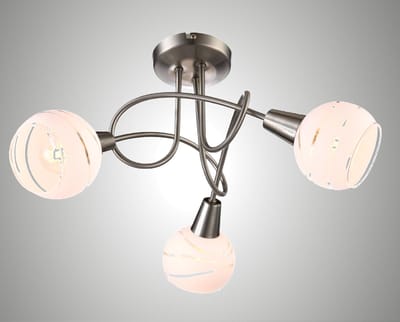 Trango 3-vlams plafondlamp 1001-32SD *OLIVIA* incl. 3x 3-staps dimbare LED lamp 3000K warm wit I plafondlamp in RVS look met design glazen, plafondspots, woonkamerlamp, spotjes