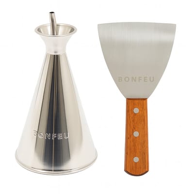 BonFeu BBQ Accessoireset – RVS Oliekan & Luxe Spatel – Ideaal voor Plancha & Grill
