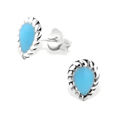 Aramat Jewels | Oorbellen | Zilveren Bali Druppel Oorbellen – Blauw Emaille – 8x6mm | | | |6mm | Zilver | Volwassenen | Verkleurd niet